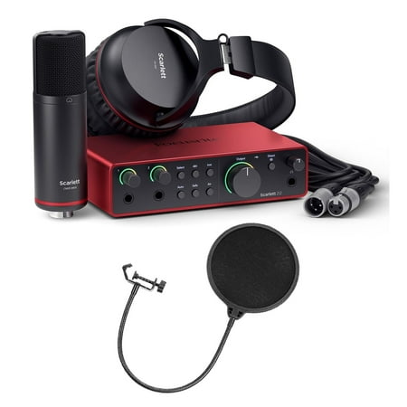 Focusrite Scarlett 2i2 Studio (4th Gen) USB-C Recording Package Bundle with Pop Filter