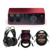 Focusrite Scarlett 4i4 4th Gen USB Audio Interface with Hi-Z Instrument Bundle with Knox Gear TX-100 Headphones, Two Knox Gear 6-Feet Cables, and Two FocusProAudio 25-Feet Microphone Cable 6 Items