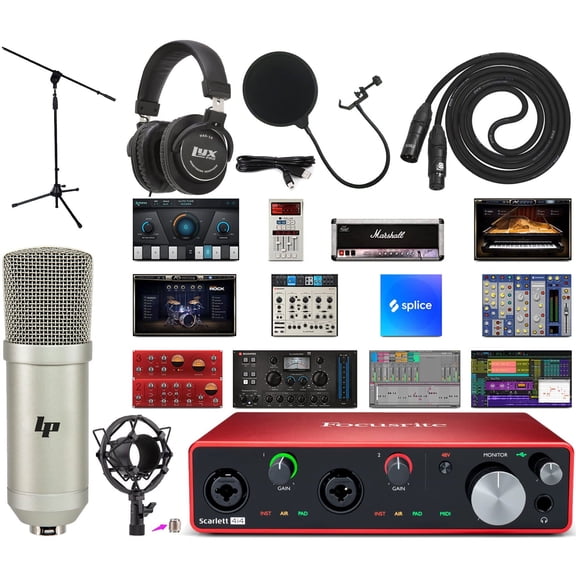 Focusrite Scarlett 4i4 4th-Gen USB-C Audio Interface Studio Bundle Mic, Headphones, Software & More
