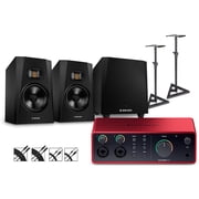 Focusrite Scarlett 4i4 4th Gen With Adam Audio T-Series Studio Monitor Pair & T10S Subwoofer Bundle Stands & Cables Included - T7V