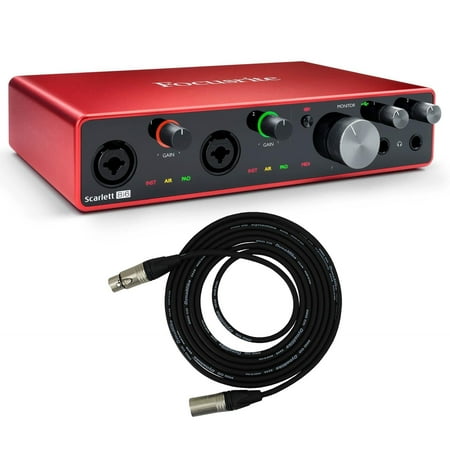 Focusrite Scarlett 8i6 (3rd Gen) USB Interface w/ Pro Co EXMN-15 Cable Bundle