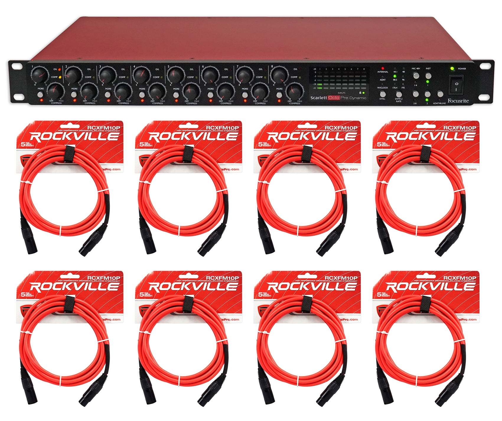 Focusrite Scarlett OctoPre Dynamic 8-Channel ADAT Microphone Mic  Preamp+Cables