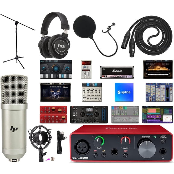 Focusrite Scarlett Solo 3rd Gen Audio Interface Bundle with Condenser Mic, Headphones & Stand