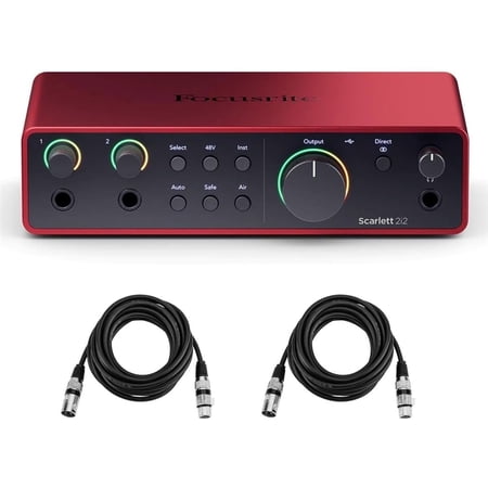 Focusrite Scarlett Solo 4th Gen 2x2 USB Audio Interface With Single Microphone Preamp & 2 XLR Cable