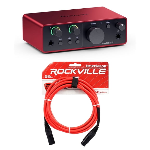 Focusrite Scarlett Solo 4th Gen Studio Recording USB Audio Interface + XLR Cable