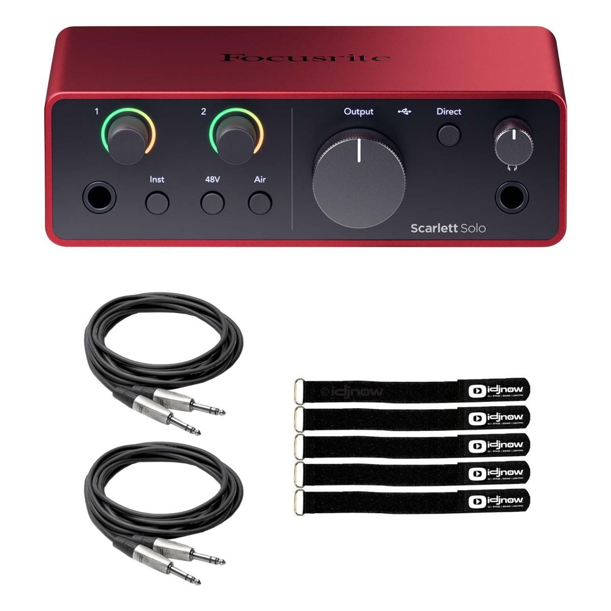 Focusrite Scarlett Solo 4th Gen USB Audio Interface with Cables Package
