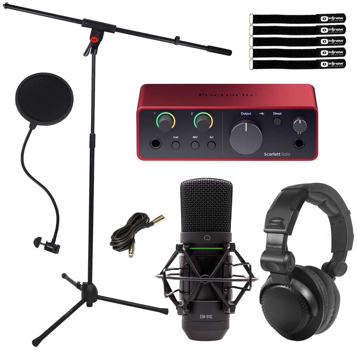 Focusrite Scarlett Solo 4th Gen USB Audio Interface with Condenser Microphone Package