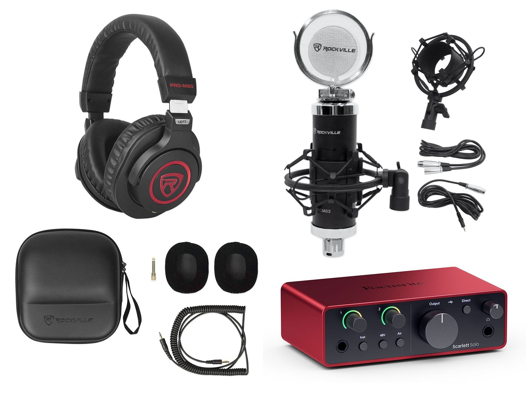 Focusrite Scarlett Solo 4th Gen USB Recording Audio Interface + Mic + Headphones