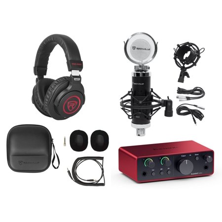 Focusrite Scarlett Solo 4th Gen USB Recording Audio Interface + Mic + Headphones