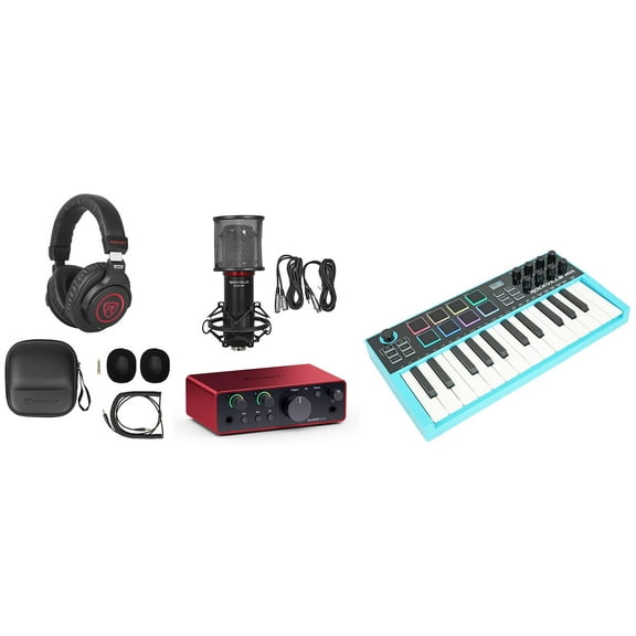 Focusrite Scarlett Solo 4th Gen USB Recording Kit with Controller+Mic+Headphones