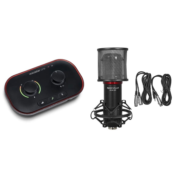 Focusrite Vocaster One Person Podcast Podcasting Studio Interface+Condenser Mic