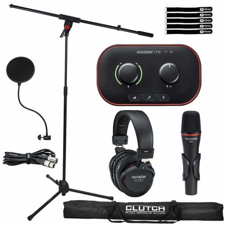 Focusrite Vocaster One Studio Essential Podcasting Kit with Microphone Boom Stand Package