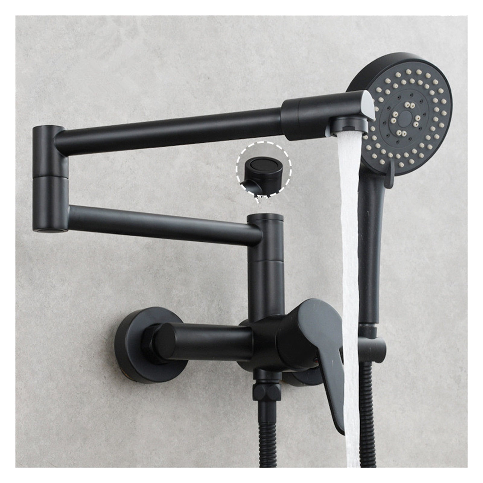 Fodable Kitchen Faucet Brass Black Kitchen Sink Mixer Tap Hot & Cold Wall Mounted With Spray Gun Rotating Sink Mixer