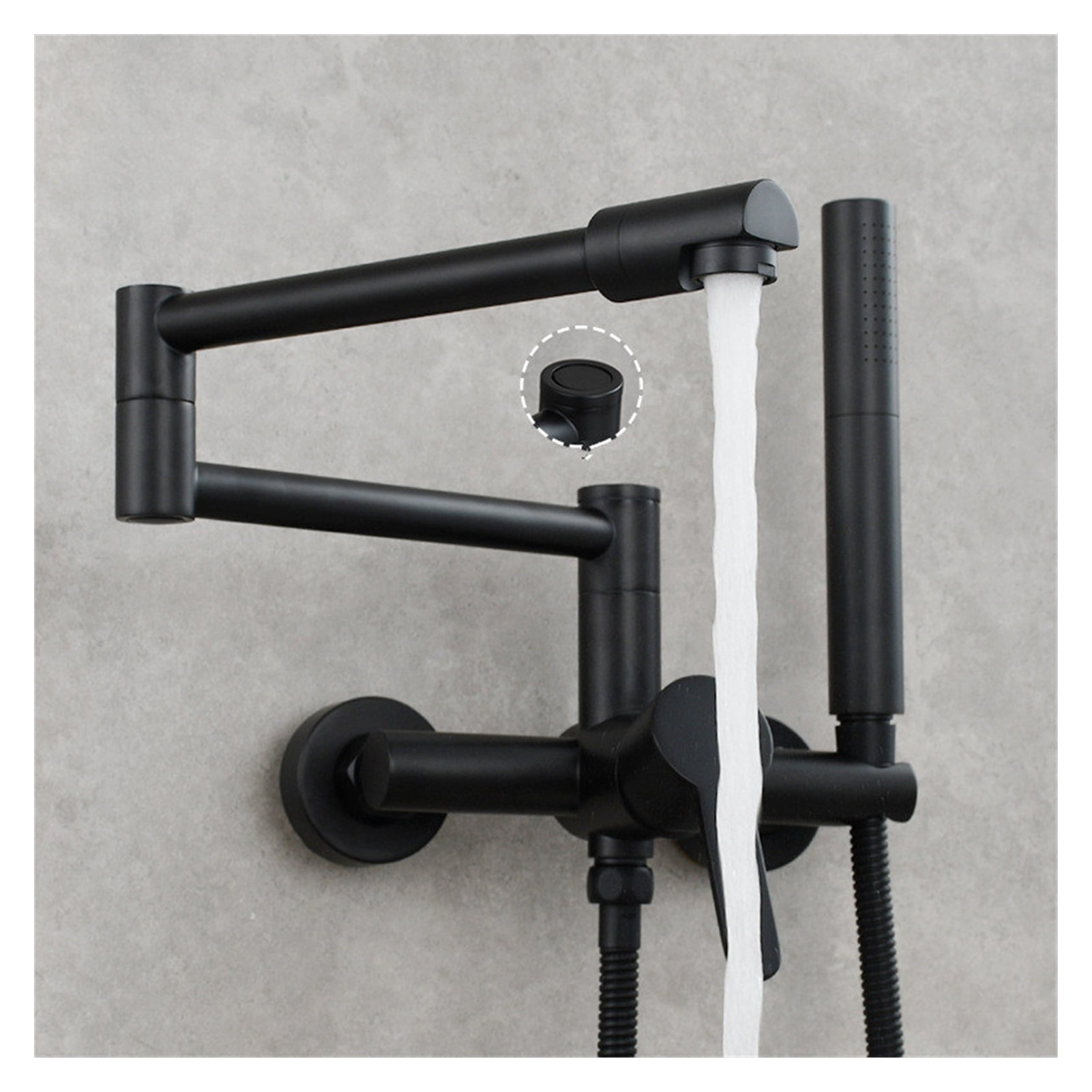Fodable Kitchen Faucet Brass Black Kitchen Sink Mixer Tap Hot & Cold Wall Mounted With Spray Gun Rotating Sink Mixer