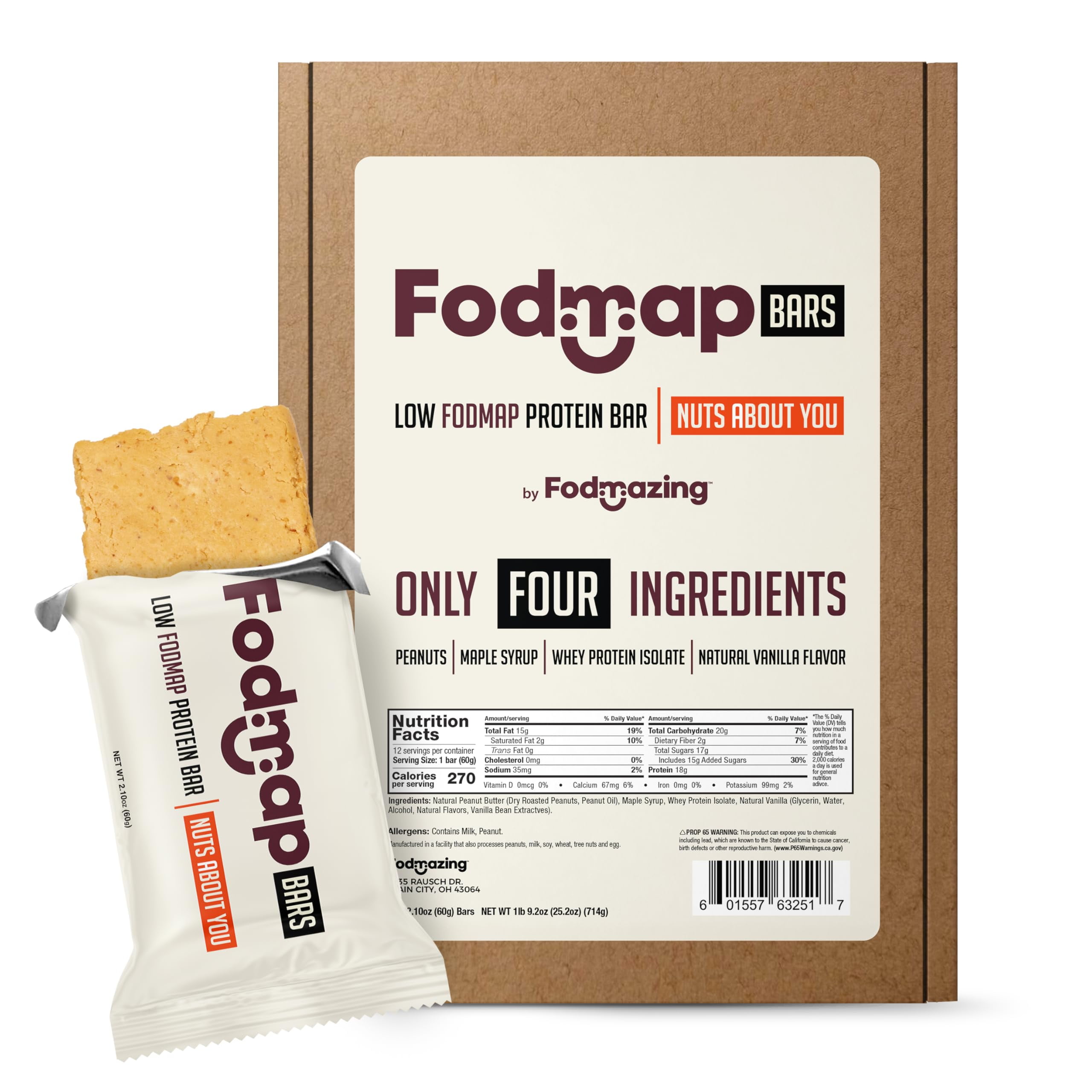 Fodmazing Fodmap Bars, Low HHA1 Fodmap Protein Bar, Made with Four