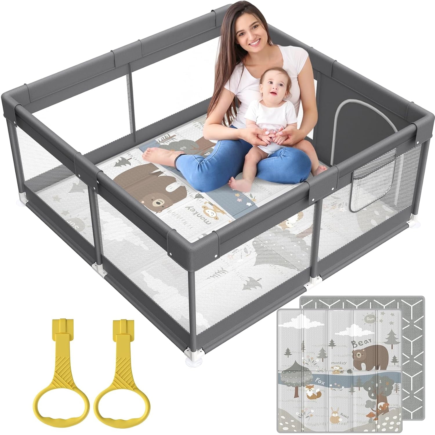 Fodoss Baby Playpen with Mat, Small Play Pen(47x47inch), for Babies and ...