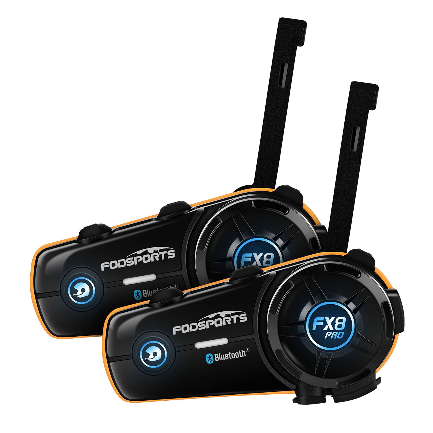 Fodsports FX8 Pro Motorcycle Helmet Intercom Bluetooth Headset for 8 Riders  1000m Wireless Communication 2 Pack