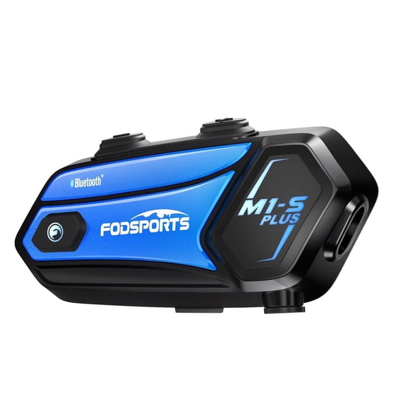 Fodsports M1-S Plus Motorcycle Helmet Bluetooth Intercom Headset with FM Radio for 8 Riders 2000m Communication 1 Pack Blue