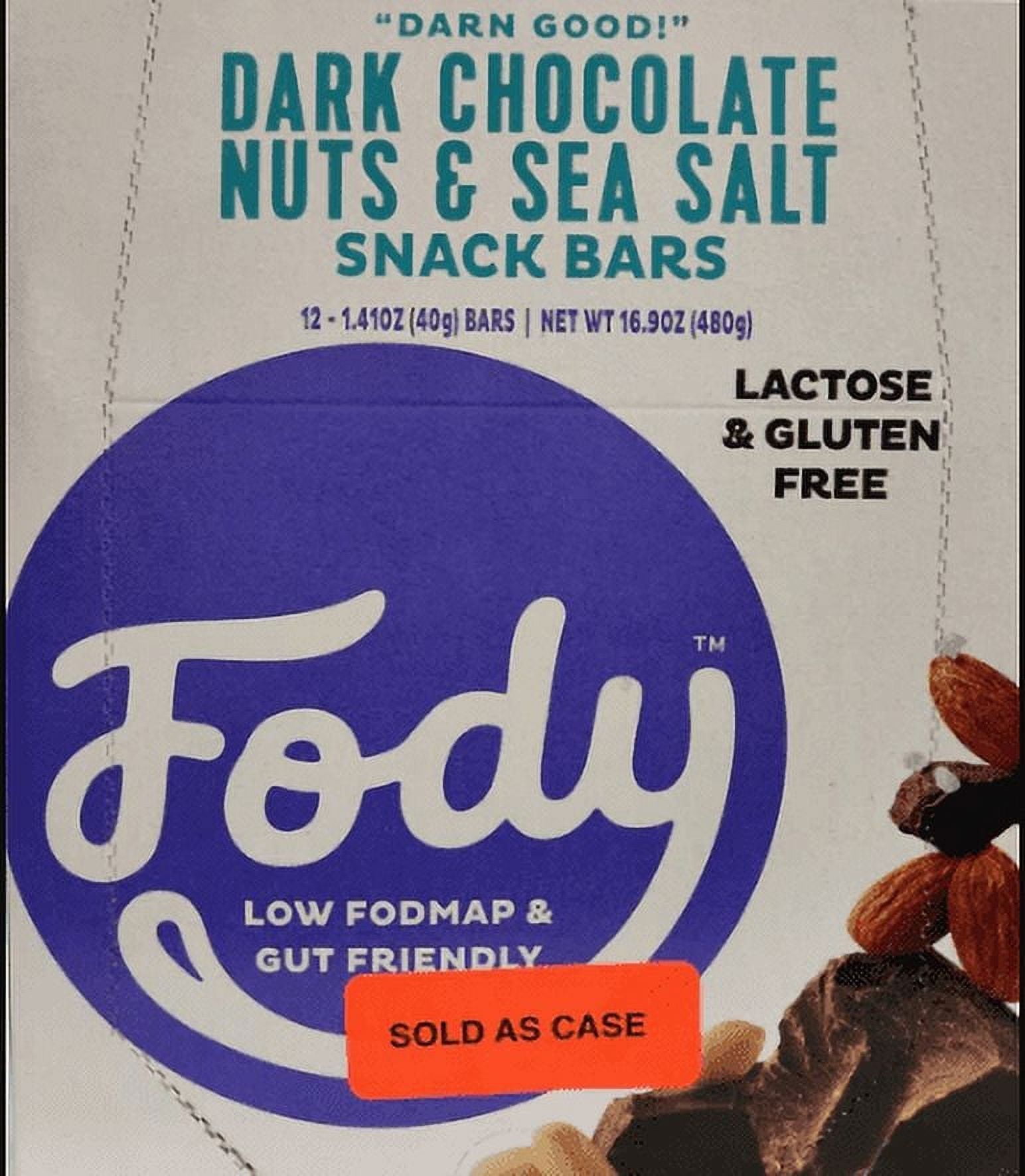 Fody Foods Food Bars Low Fodmap Dark Chocolate Nuts & Sea Salt 12