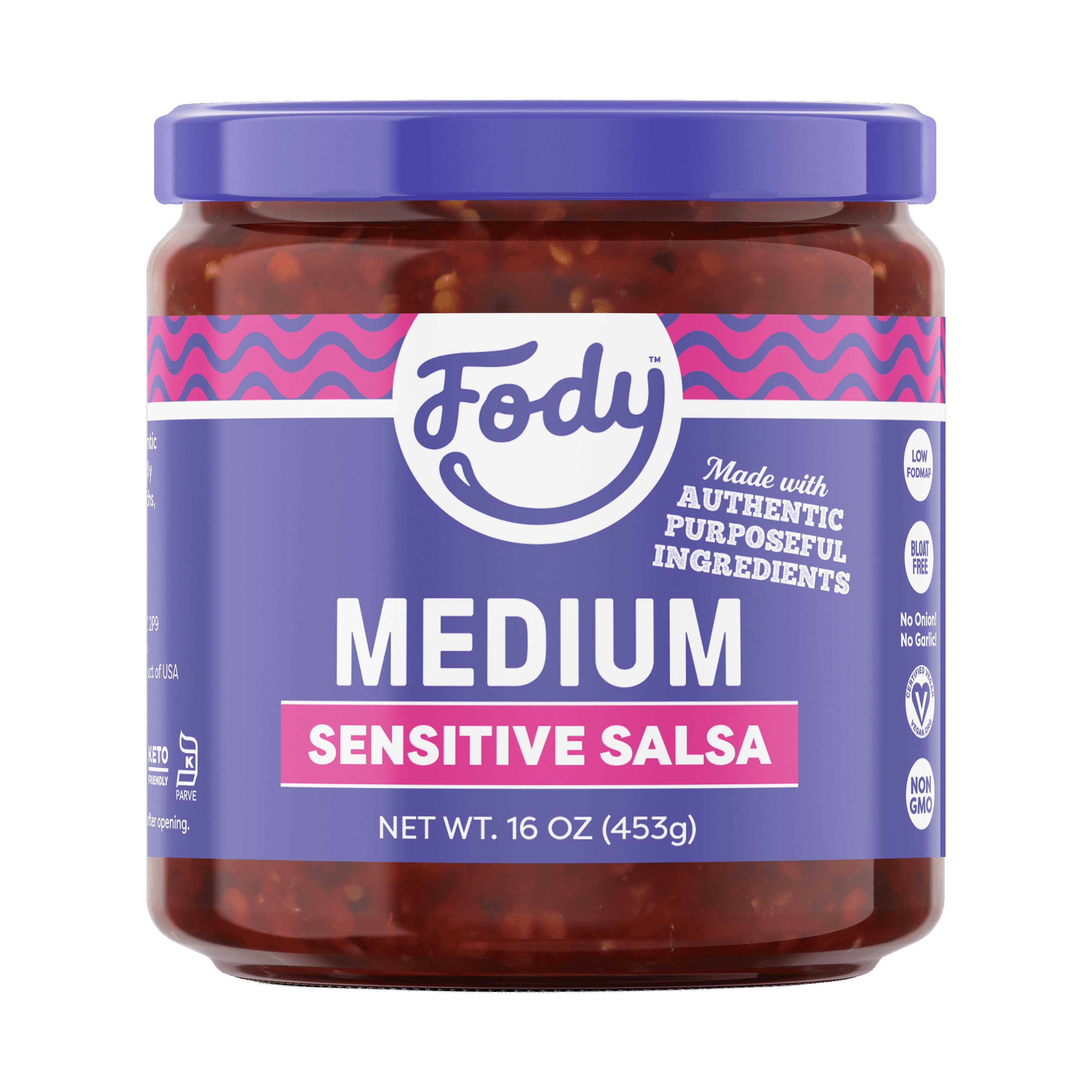 Fody Foods Gluten-Free Medium Salsa, Shelf-Stable, 16oz Jar