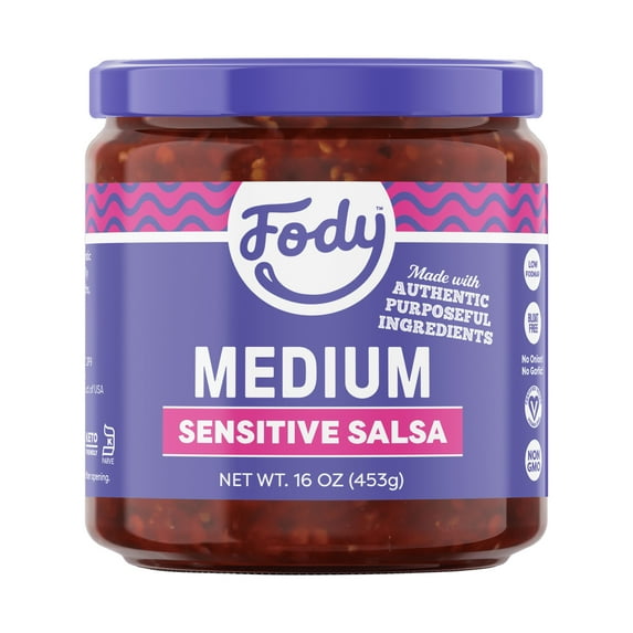 Fody Foods Gluten-Free Medium Salsa, Shelf-Stable, 16oz Jar