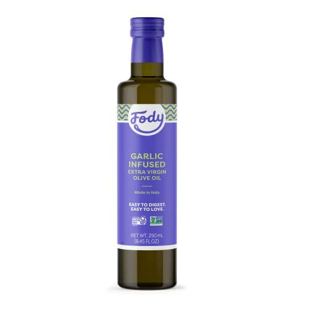 Fody Foods Vegan Extra Virgin Olive Oil, Italian Made Garlic Infused