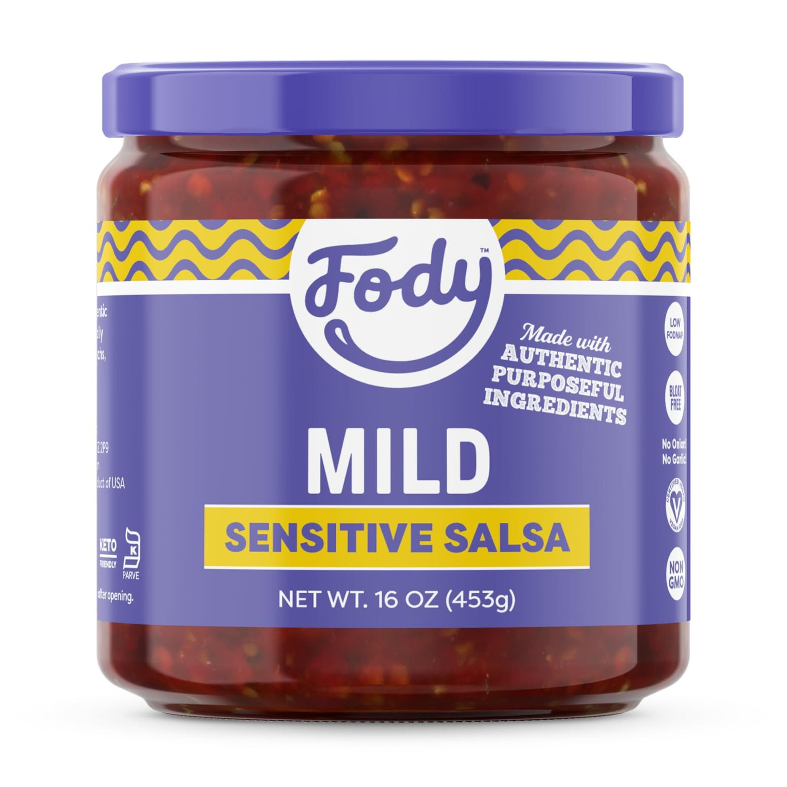 Fody Foods Vegan Mild Salsa, Chunky Tomato Jalapeno Salsa, Low Fodmap