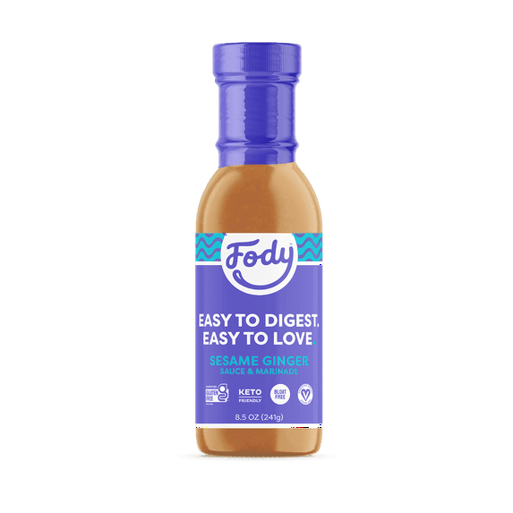 Fody Foods Vegan Sesame Ginger Sauce Marinade Avocado Oil Low FODMAP Certified Gut Friendly No Onion No Garlic No MSG IBS Friendly Gluten Free Lactose Free