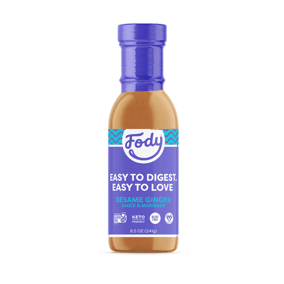 Fody Foods Vegan Sesame Ginger Sauce Marinade Avocado Oil Low FODMAP Certified Gut Friendly No Onion No Garlic No MSG IBS Friendly Gluten Free Lactose Free