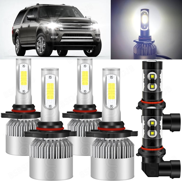 CHUSYYRAY 6-Piece 6000K LED Headlight & Fog Light Combo For Ford Expedition 2003-2006 – Super Bright 240W Kit