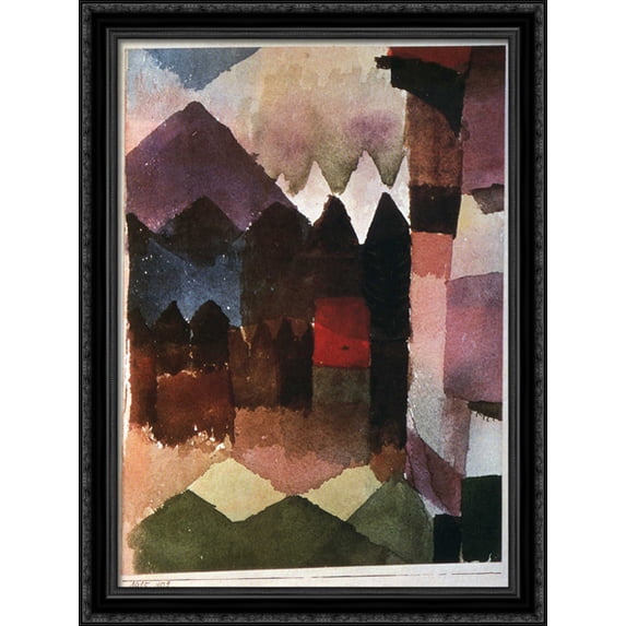 Foehn Wind in Marc's Garden 28x36 Large Black Ornate Wood Framed Canvas Art by Paul Klee