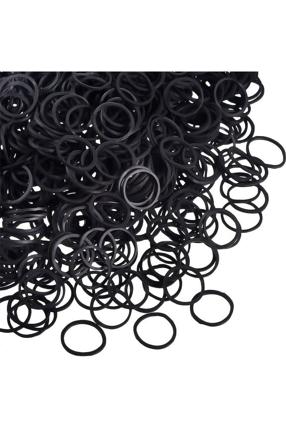 1000 Pack Mini Rubber Bands, Soft Elastic Bands Non-Slip Small Tiny Hair Ties for Toddlers, Kids, Braids - Black