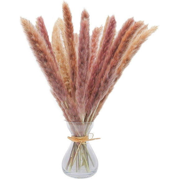 Foeses 45cm Artificial Dried Purple-Brown Pampas Grass Wedding Bouquet (30 Count)