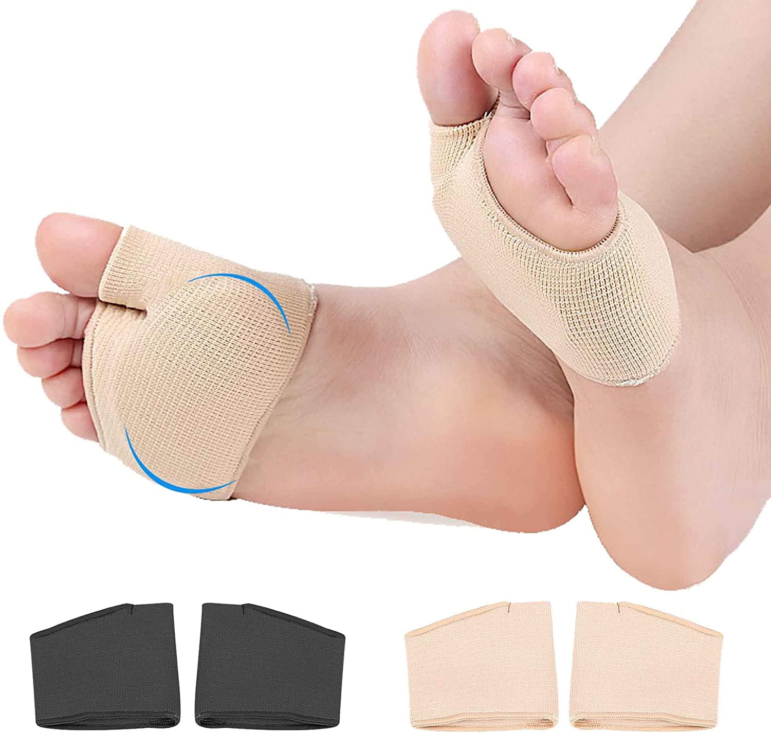 Foeses Metatarsal Pads - Ball of Foot Cushions Support Sleeves Burning Sensations Forefoot Blisters Metatarsalgia Pain Relief Foot Health Care Tight Fitting Feet - Gel Pads for Men Women