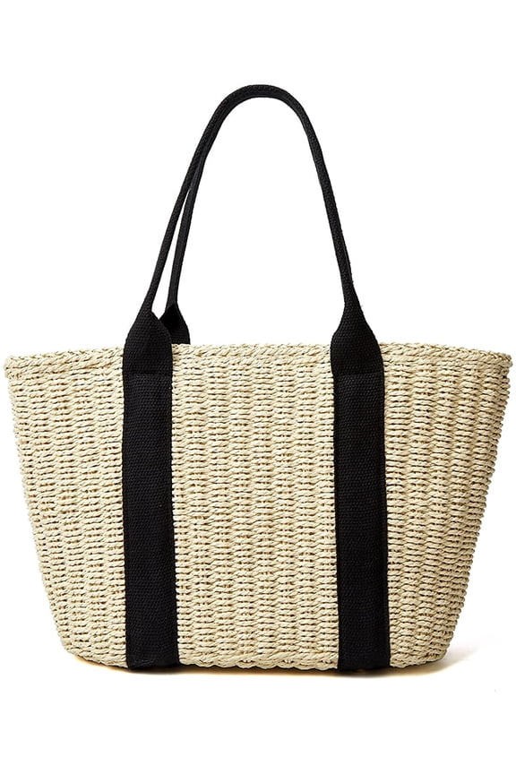 Foeses Women's Straw Woven Tote Shoulder Crossbody Handbag