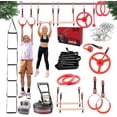 thumbnail image 1 of Fofana Ninja Warrior Obstacle Course 32 Piece Kids Backyard Playset 65 ft Slackline Ages 6+ Outdoor, 1 of 9