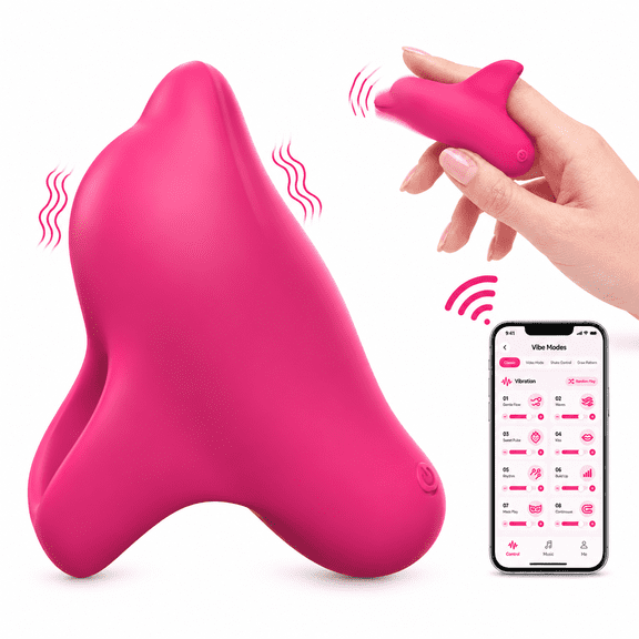 Fofolira 10 Vibration Modes Finger Vibrator Sex Toys for Women,Smart App Control Female Finger Vibrating Massage,Red