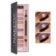 Fofosbeauty 12 Shades Nude Matte Eyeshadow Palette, Shimmer Eye Makeup Palette Natural Flash Waterproof Durable Smoked with Brush, NK8 A Pearlescent