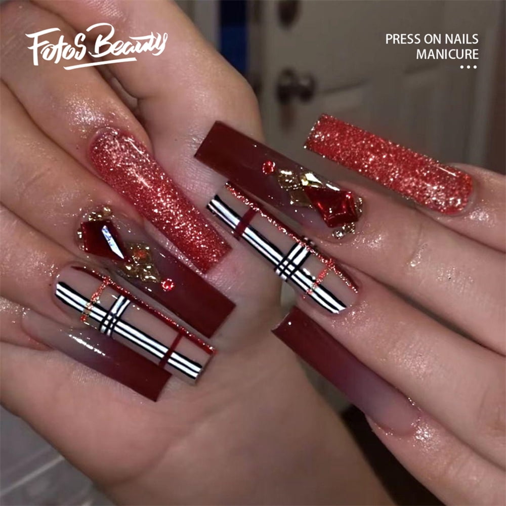 elysianfeed 🉐 | Red acrylic nails, February nails, Long acrylic nails  coffin