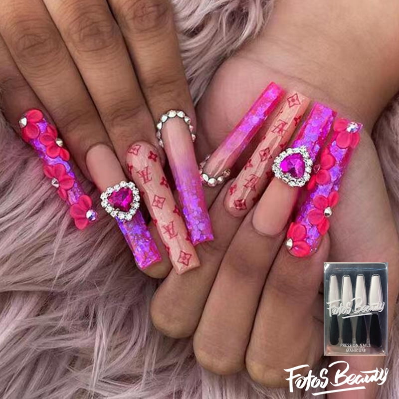 pink bling acrylic nails