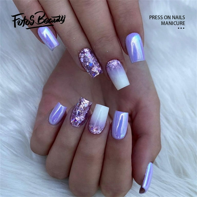 2023 Light Pink French Tip White Heart Long Coffin Press on Nails