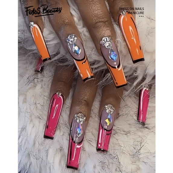 Fofosbeauty 24 pcs Press-on Acrylic False Nails, Nails Tips Designs 2023,Coffin French