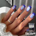 thumbnail image 1 of Fofosbeauty 24 pcs Short False Nails, Press-on Nails Designs 2024, Square French Blue and Sliver, 1 of 8