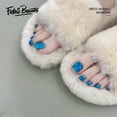 thumbnail image 1 of Fofosbeauty 24 pcs Square Toenails Designs 2022, Short Fake Nails for Girls Women, Sparkle Lake Blue, 1 of 8
