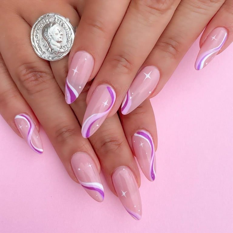 Fofosbeauty 24 pcs Summer Nails Designs 2022, Medium Almond Press on Nails Tips, Light Pearl Pop Art Fofosbeauty 24 pcs Summer Nails Designs 2022, Medium Almond Press on Nails Tips, Light Pearl Pop Art - summer almond nails