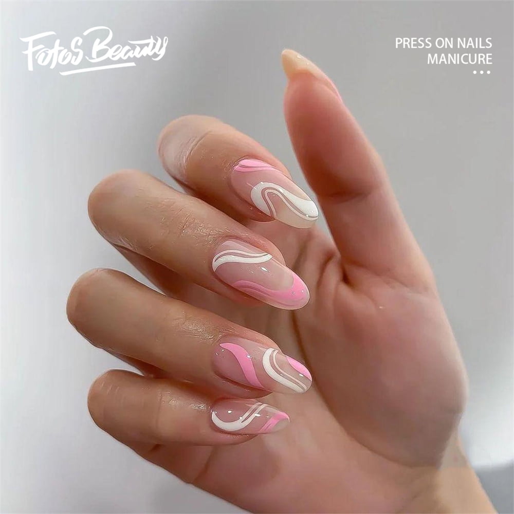 light pink almond nails