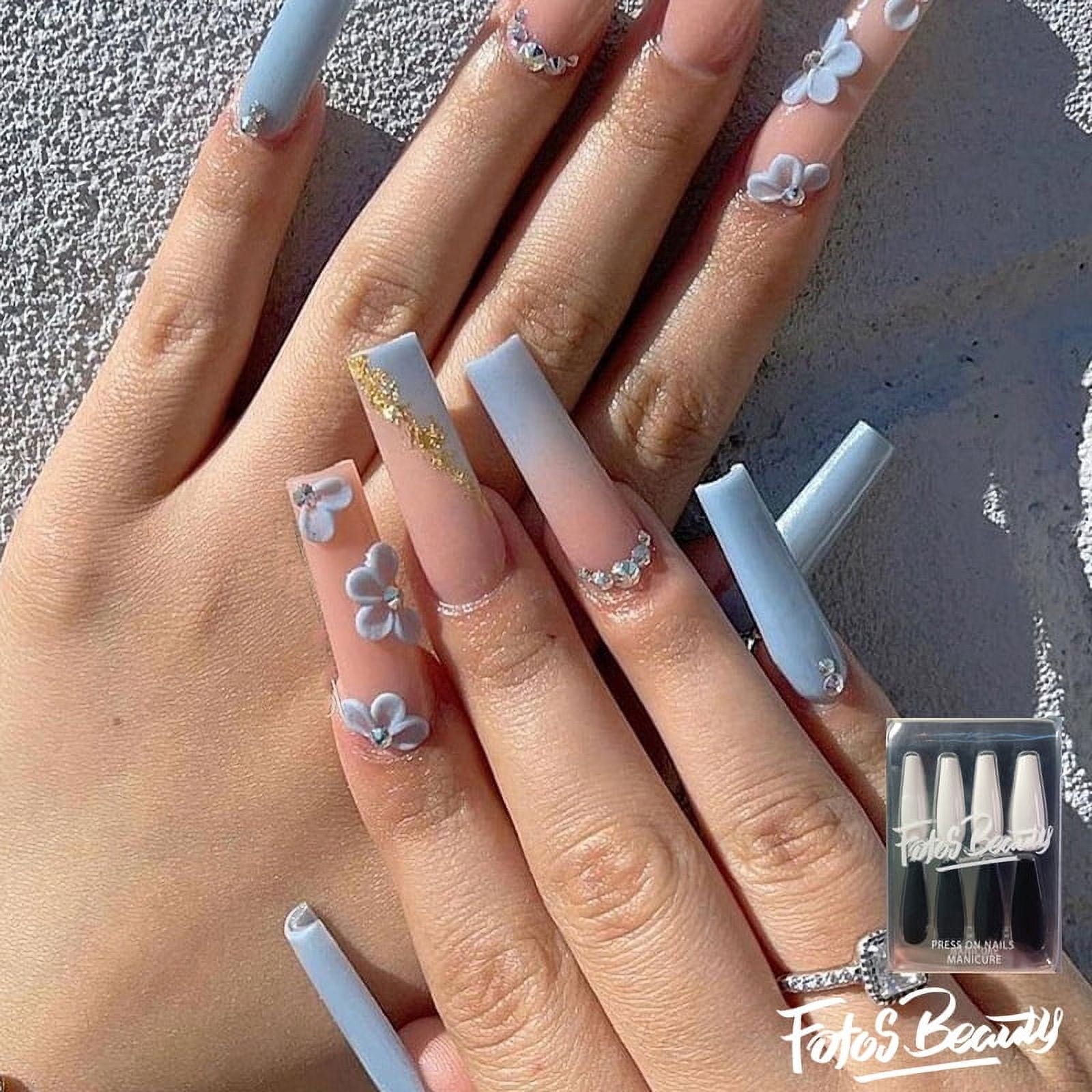 Buy WorldWesties Mixed Color Coffin False Nails Extra Long Red and Blue  Fake Nail Colored Coffin Acrylic Nail Tips 10 Sizes for Women, Girls 12  Pieces Online at Best Prices in India - JioMart.