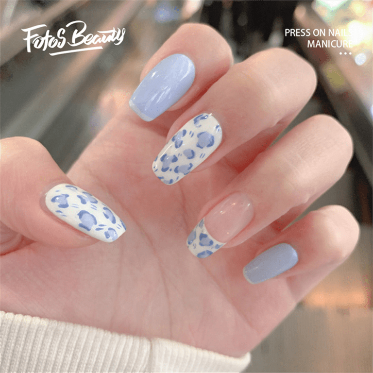 Fofosbeauty 24PCS Fake Press on Nails Coffin Short Fake Nails for 