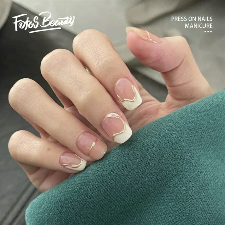 Fofosbeauty Short Square Fake Nails, Press-on, French Red