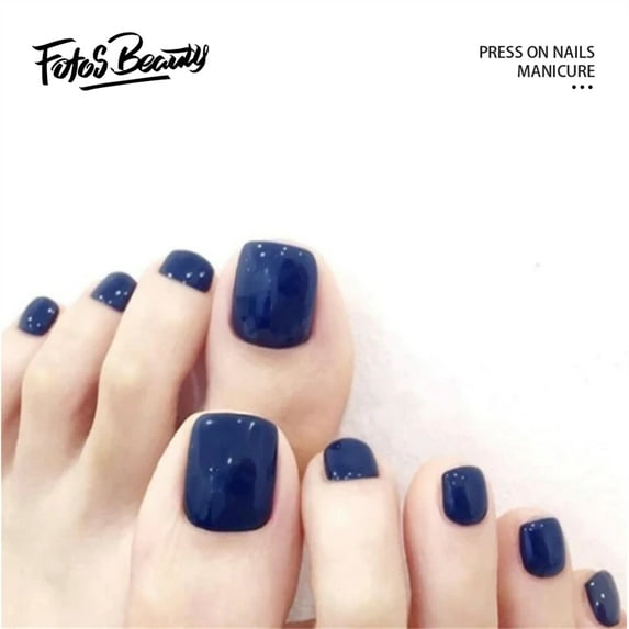 Fofosbeauty 24pcs Fake Toe Nails, Press on Short False Toe Nails, Royal Blue